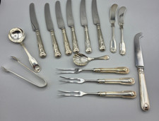 Besteck Sheffield Plated Konvolut Käsemesser Aufschnittgabeln Löffel Zuckerzange