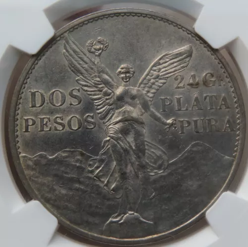 Mexico Silver 2 Pesos 1921 Independence Centennial NGC AU Details!