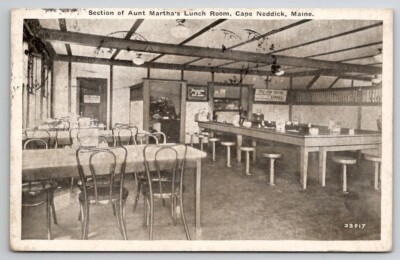 Cape Neddick ME Aunt Martha's Lunch Room Interior Section 1930 Postcard A39