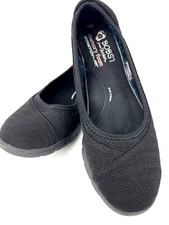 Skechers Womens Size 8.5 Stretch Fit Flats Memory Foam Shoes Black Slip On