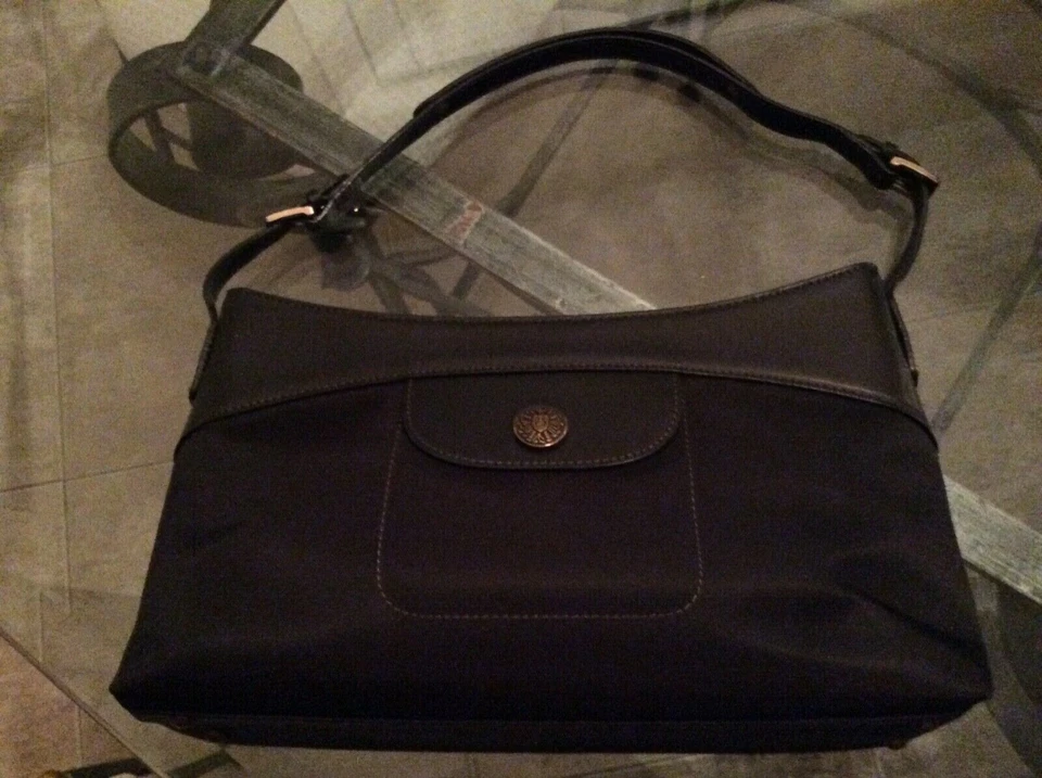 BOLSO DE MANO PAUL SMITH Baguette negro lona/PVC/cuero raro auténtico Foto 2 de 4