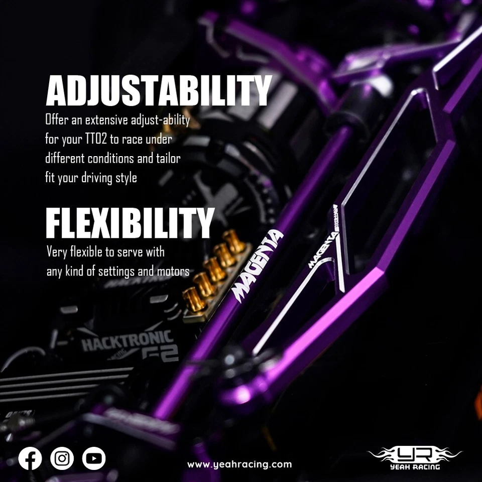 Drop Shipped, Yeah Racing Magenta Aluminum upgade kit, Tamiya TT02 - Image 4 of 4