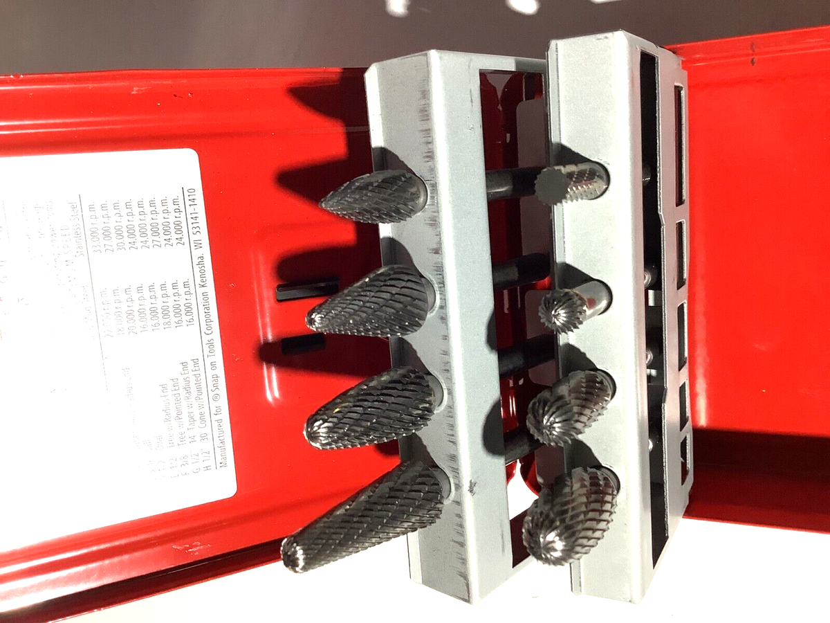 NEW Snap-on™ VWB800B 8-piece Carbide Grinding Burr Set in Red Case