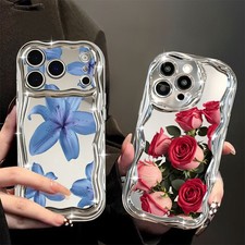 For iPhone 17 Pro Max 16 15 14 13 12 11 Wavy Curly Flower Pattern TPU Case Cover