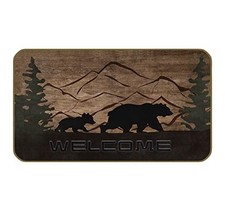 17'' 30'' Vintage Wood Forest Mountains Bear and Cub Welcome Decorative