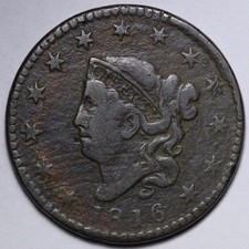 1816 Coronet Head Large Cent VF E102 STYNU