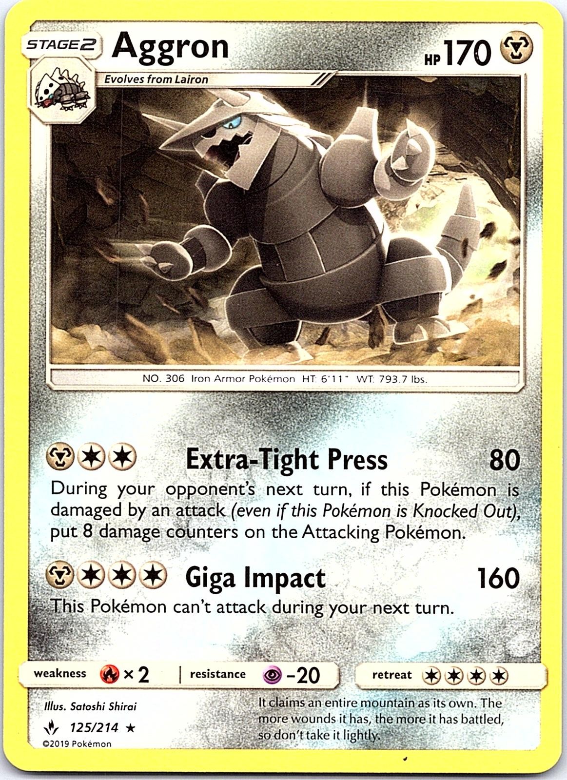 Aggron Unbroken Bonds 125/214 Rare Pokemon Near Mint Pokemon Card