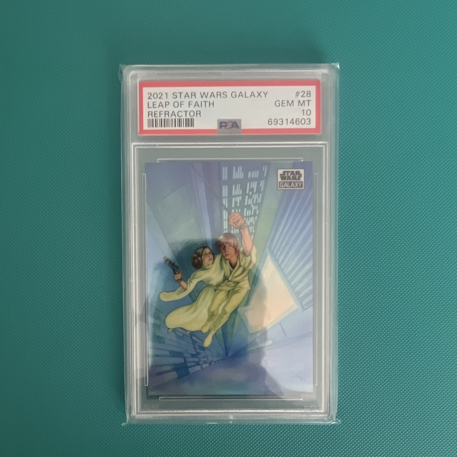 Topps 2021 Star Wars Galaxy #28 Leap of Faith Refractor PSA 10 Cert 69314603