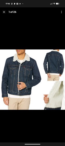 Levi's Strauss Men's Sherpa Lined Cotton Denim Jean Trucker Jacket 163650115 - Picture 7 of 9