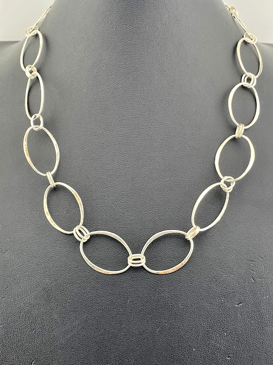 Robert Lee Morris Rlm Studio 925 Sterling Silver Flat Ovals Necklace 18