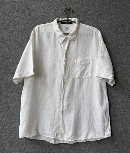 Stone Island, Vintage Stone Island Denims White Linen Button Up Shirt Short Sleeve