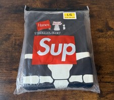 Supreme FW25 Hanes Bones Thermal Crew Black Size Large
