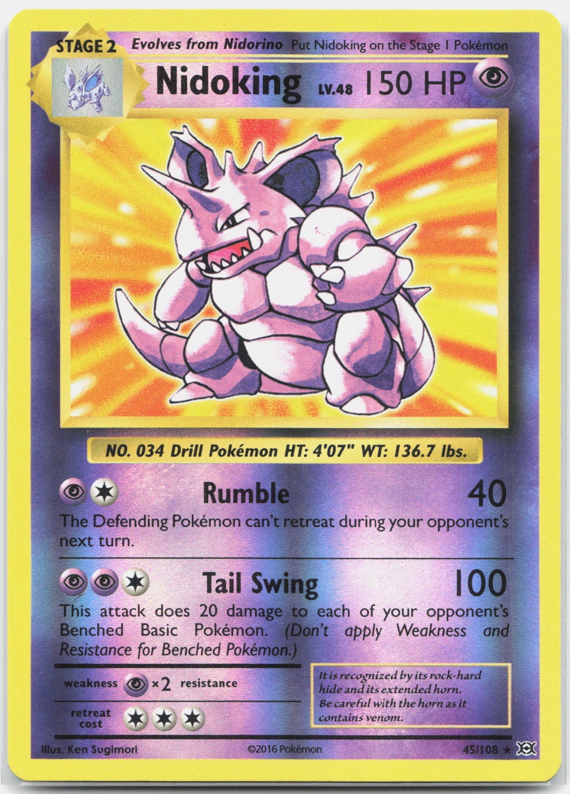 Nidoking Holo Rare XY - Evolutions EVO Psychic Reverse Holo 45/108 2016 NM