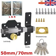 50/70mm Both Sides Gate Lock Garden Security Double Long Throw Bolt Lock 5 Keys