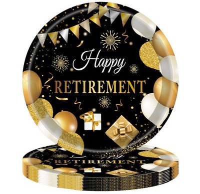 Happy Retirement Plate Goodbye Leaving Party Tableware Decoration 7'' 16pcs
