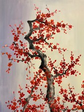 Dipinto ad olio 24” x 48” laminato NON ALLUNGATO, fiori di ciliegio giapponesi, fiori 