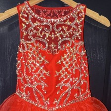 Rachel Allen Red Girls' size 10 Formal Pageant Dress Rhinestone  Beaded