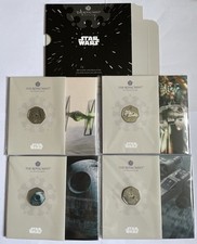 Star Wars 50p Coin Colour 4 Set 2024 Death Star X-wing Tie Fighter Millen Falcon