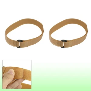 Nylon Hook Loop Closure Adjustable Yoga Mat Strap Band Khaki 50 x 2.6cm 2pcs
