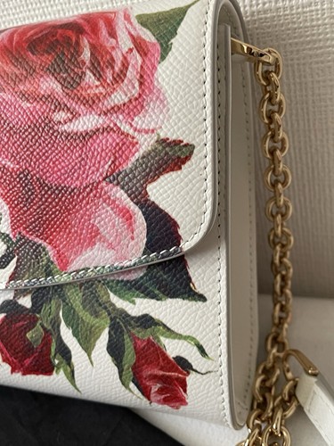 DOLCE&GABBANA Rose Flower Lock Chain Shoulder Bag Off White w/ Mirror - Picture 19 of 24