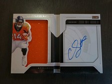 Courtland Sutton 2018 PANINI PLAYBOOK RC PLAYER WORN MATERIAL AUTOGRAPH 