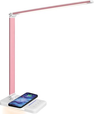 Dimmable LED Desk Lamp Fast Wireless Charger USB Port 10 Brightness 5Color Modes