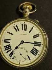 ANTIQUE SILVER LONGINES POCKET WATCH 1889-1909 GRAND PRIX PARIS Grt. Running! 