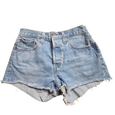 Levi's 501 Original High Rise Denim Cut Off Shorts 27 Light Wash 56327-0113