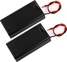 2pcs 2 AA Battery Box Case with Switch Cover Black Plastic Cell Holder Spring Cl