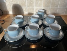 7 x Denby Colonial Blue Coffee/tea  Cups And Saucers VGC postage included 