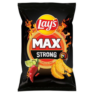 Lay's Max Strong Chipsy ziemniaczane karbowane o smaku ostrego chilli i limonki