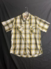 Dixxon Flannel Shirt Men XL Yellow Black Plaid The Open Road Button Up Bamboo