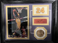KOBE BRYANT Highland Mint FRAMED PHOTO, #24, SIGNATURE & MEDALLION COIN