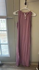 Lululemon Mauve Ribbed Sleeveless Maxi Dress Stretch Split Hem Size 8