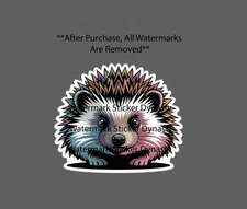 Hedgehog Sticker Waterproof Decal Animal Geometric Colorful Wildlife Gift NEW