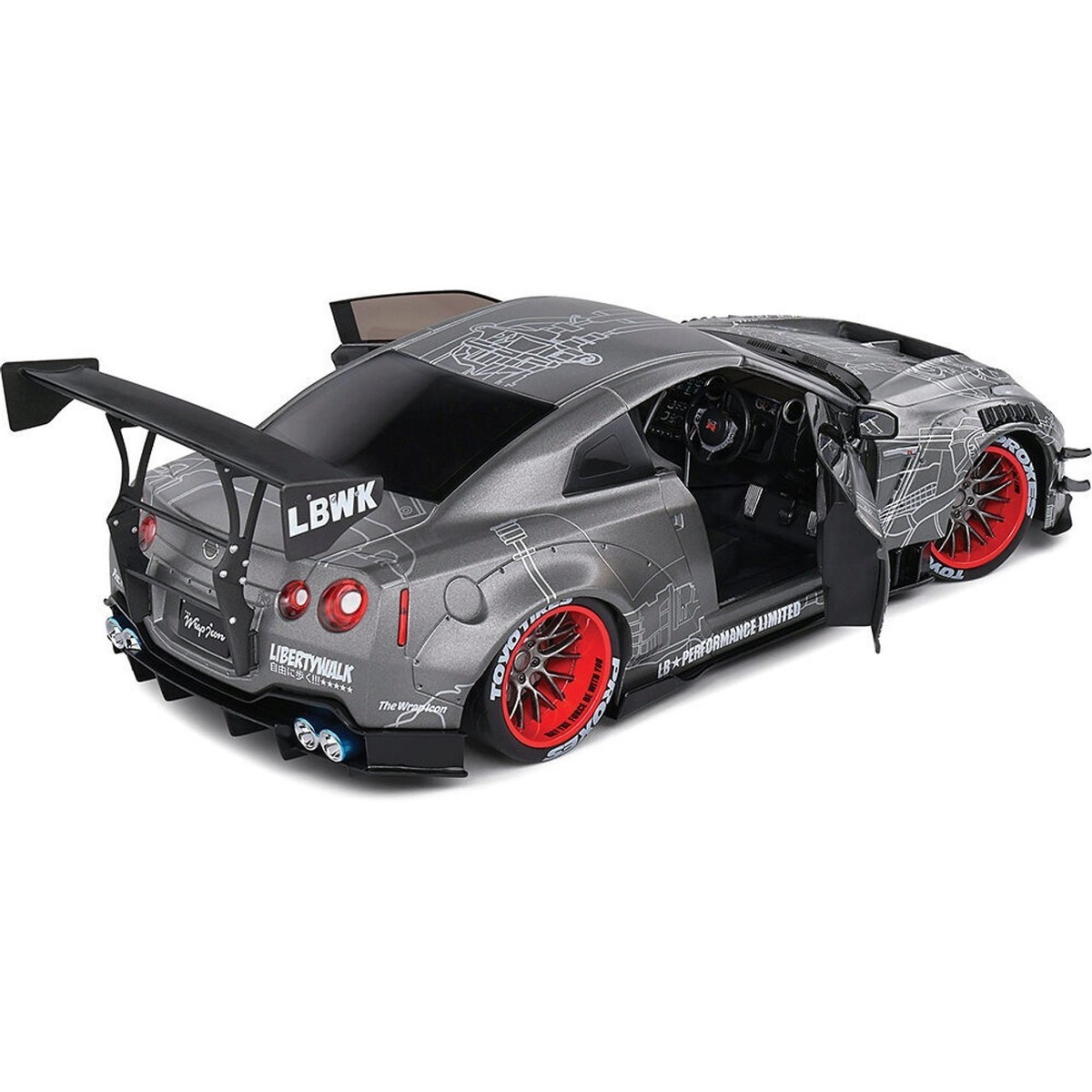 ミニカー Liberty Walk GTR-R35  EILODON Solido 1:18 2020 Nissan GT-R (R35) Liberty Walk Body Kit 2.0 Grey