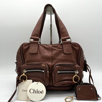 Chloe Betty Boston Handbag Brown Leather Y2K Satchel Bag 7.8 x 