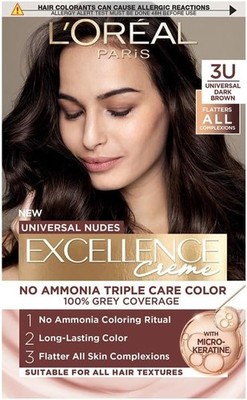 L'Oréal Paris Excellence Crème Universal Nudes Hair Color Natural 3U Dark Brown