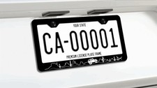 Black Stainless License Plate Frame With Jeep Desert Scene Including Hardware