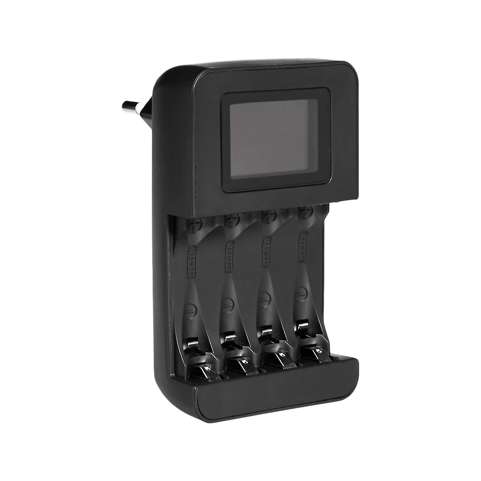 Amazon Basics Caricabatteria digitale intelligente per 4 batterie AA AAA Nero