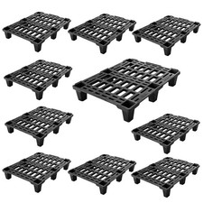 10 BANCALI PALLET 80x60x14cm PLASTICA NERA PORTATA STATICA 600KG DINAMICA 250KG