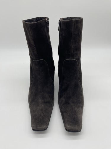 L. K. Bennett Espresso Brown Suede Ankle Boots Square Toe Viral Fall Boot EU 38 - Picture 3 of 16