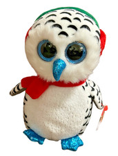 Ty Beanie Boos NESTER the Owl 6" White and Black Stuffed Animal Toy Christmas