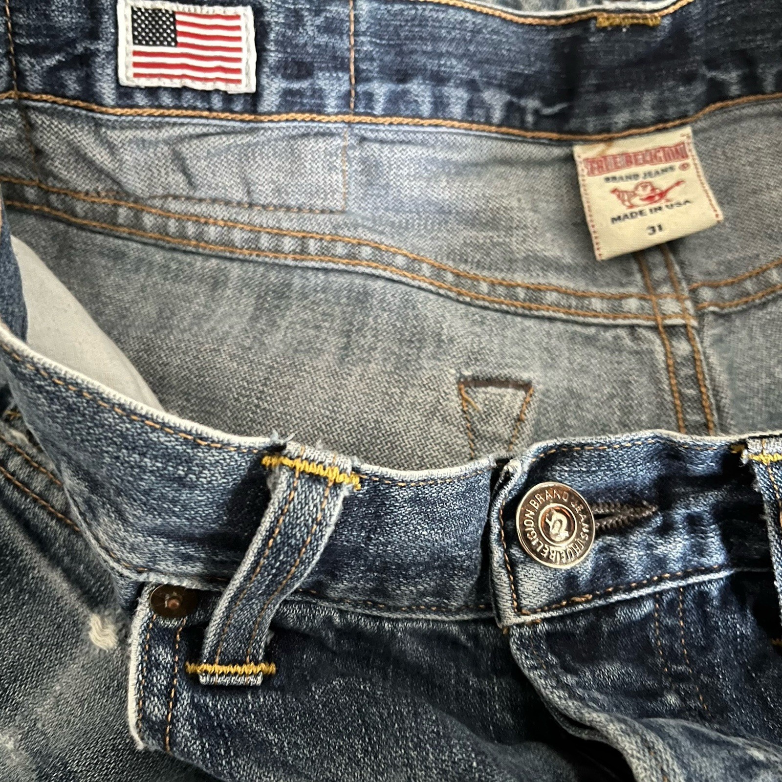 True Religion Geno No Flap Relaxed Slim Fit Jeans Distressed Denim Men’s 31 X 33 thumbnail 14