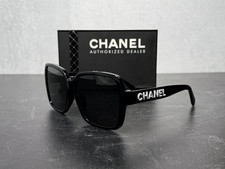 CHANEL 5408 SUNGLASSES c.1026/S4 BLACK  WHITE w/GRAY LENS 5408 SHIPS TODAY 