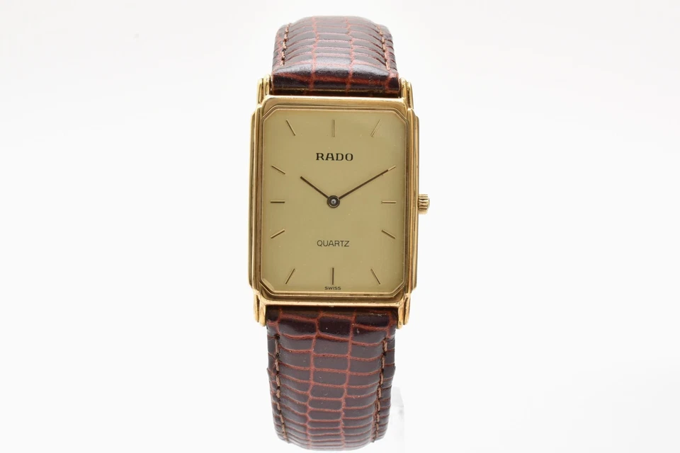 Rare Vintage [Near MINT] RADO 121.5275.2 Gold Dial Quartz Square Tank 24mm Watch - Image 4 of 4