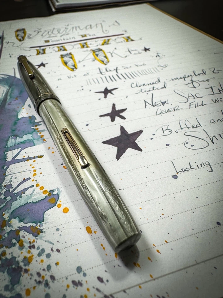 Pluma Estilográfica Waterman's Ideal Vintage ~ Seafoam Dream ~ 14k Semi Flex ~ Restaurada Foto 2 de 4