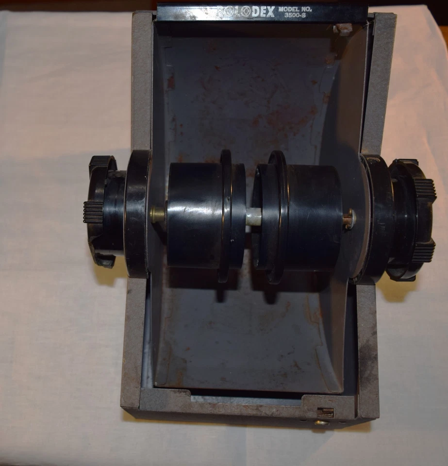 Vintage Rolodex Metal Covered Rotary Card File Organizer # 3500-S PLUS Cards - Image 3 of 4