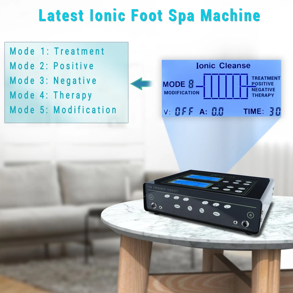 Dual Detox Ionic Foot Bath Spa Cleanse Massage Machine w/ Infrared Belt Home - Image 2 of 4