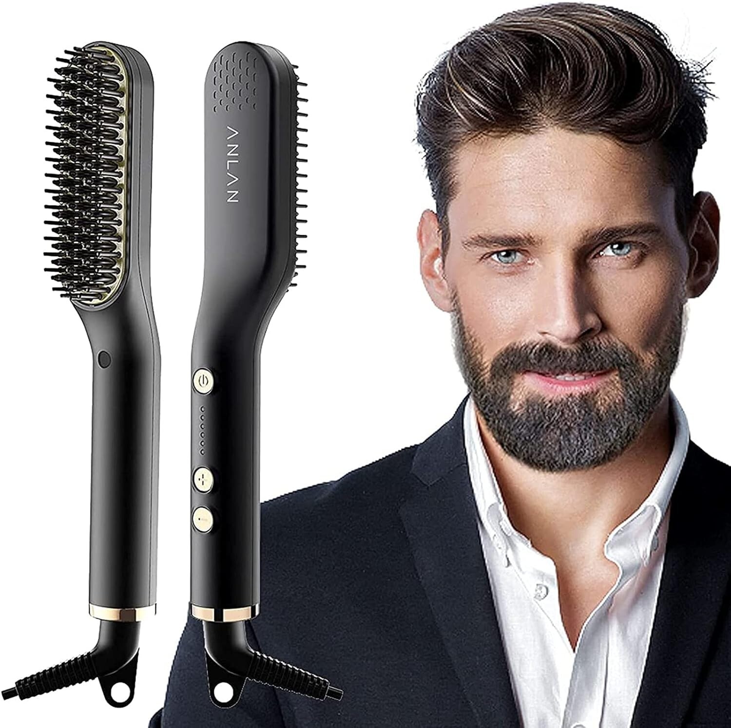 Spazzola Barba Elettrica ANLAN: Lisciante Rapido 30s per Uomo - 1